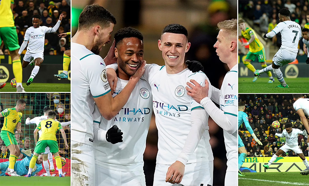 “Vùi dập” Norwich, Man City vững ngôi đầu Ngoại hạng Anh